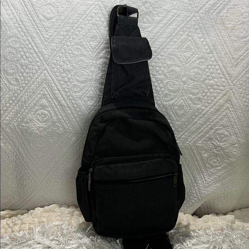 15”t x 10”w Men's or Women’s Denim Crossbody Sling Bag